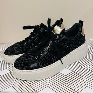 🔥Nero Giardini Black and Gold Platform Sneakers